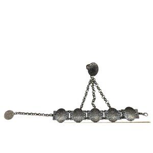 Vintage Silver-Tone Adjustable Chain Bracelet With Textured Oval Medallions & To